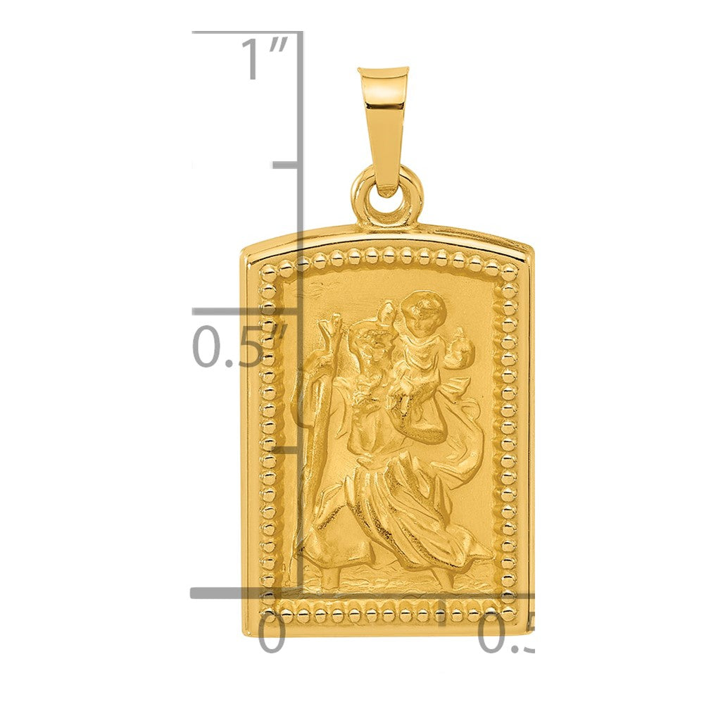 14K Gelbgold Rectangular Hohl St. Christopher Medaille