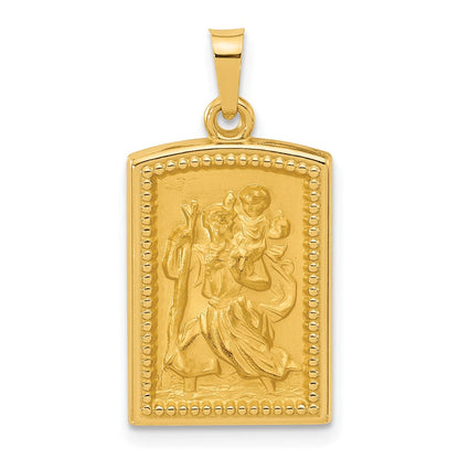 14K Gelbgold Rectangular Hohl St. Christopher Medaille