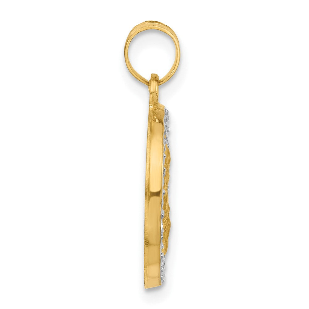 14K Gelb & Rhodium mit Weiß Rhodium Hohl St. Joseph Medaille