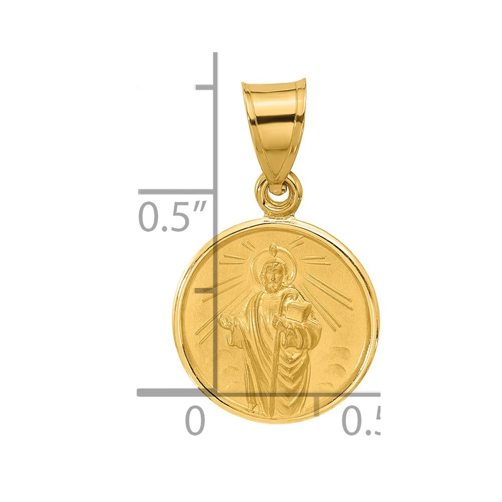 14K Gelbgold Poliert und Satiniert Massiv St Jude Thaddeus Medaille