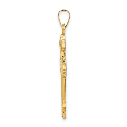 14K Gelbgold 14K Knospend Hohl Kreuz Anhänger
