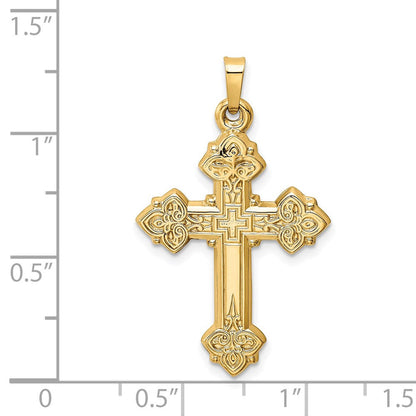 14K Gelbgold 14K Knospend Hohl Kreuz Anhänger
