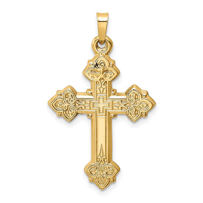 14K Gelbgold 14K Knospend Hohl Kreuz Anhänger