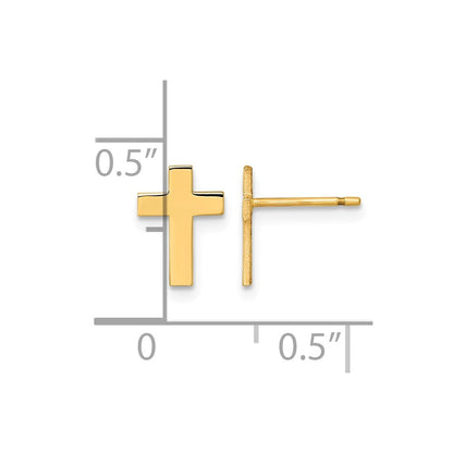 14K Gelbgold Poliert Kreuz Ohrstecker