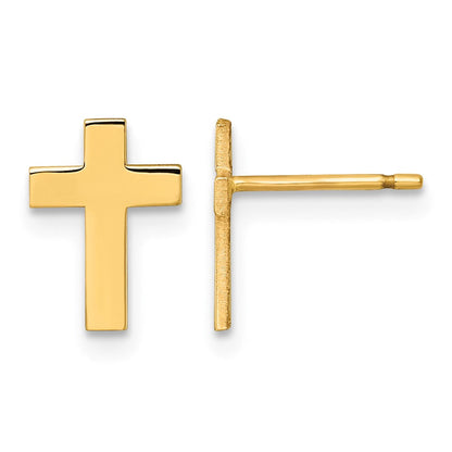 14K Gelbgold Poliert Kreuz Ohrstecker