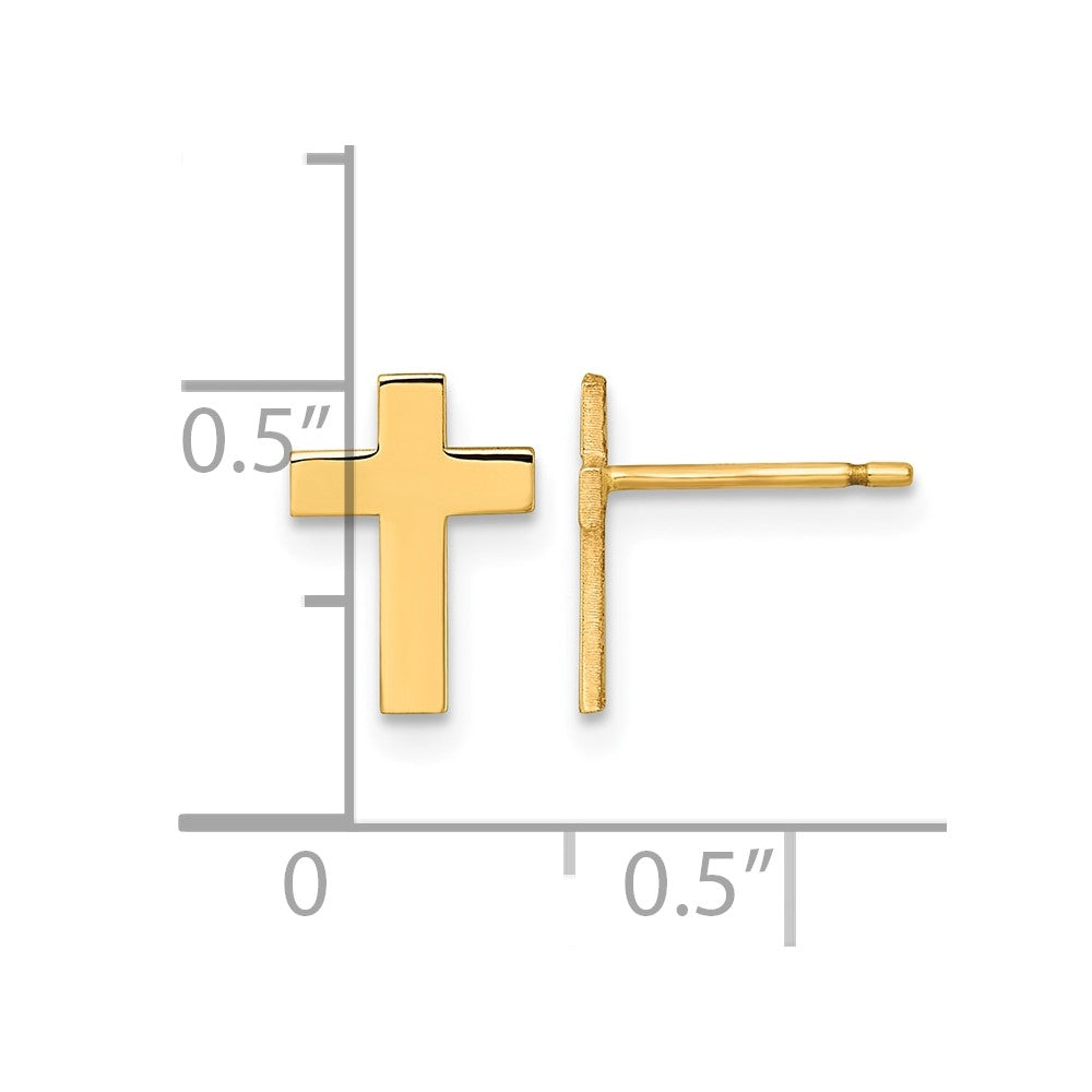 14K Gelbgold Poliert Kreuz Ohrstecker