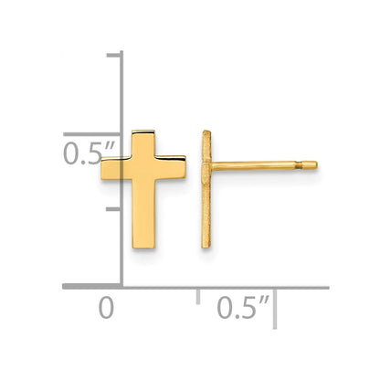 14K Gelbgold Poliert Kreuz Ohrstecker