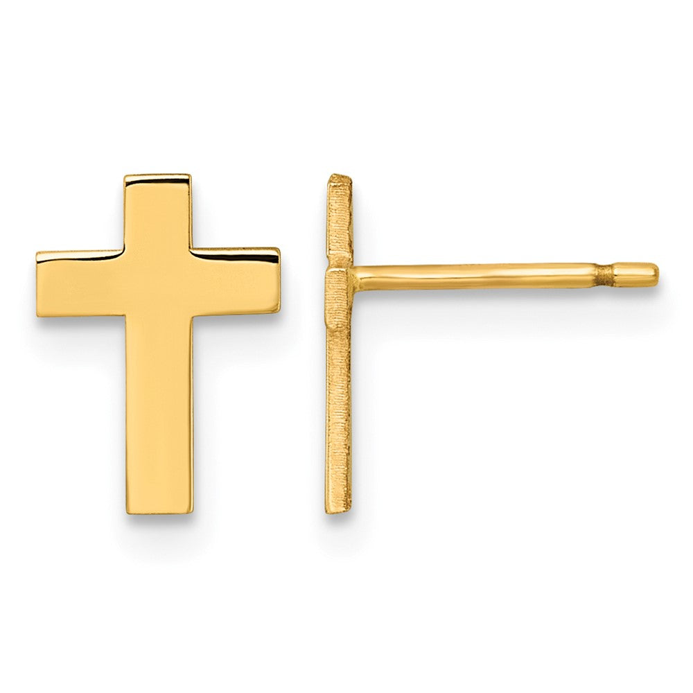14K Gelbgold Poliert Kreuz Ohrstecker