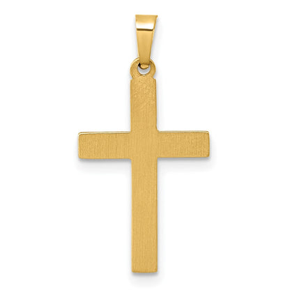 14K Gelbgold Poliert und Strukturiert Kreuz Anhänger