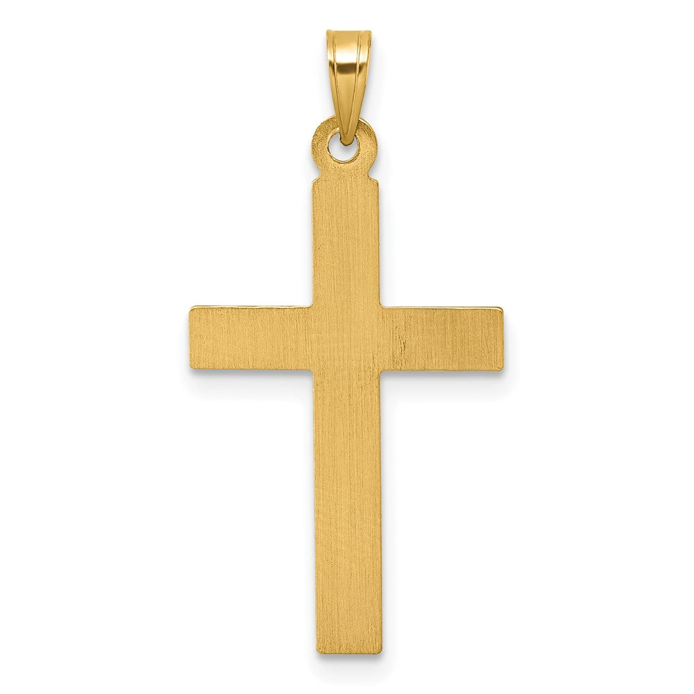 14K Gelbgold Poliert und Strukturiert Kreuz Anhänger