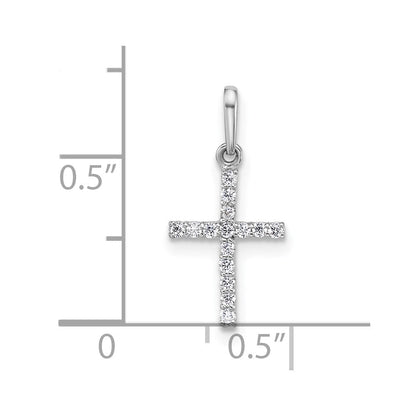 14K Weißgold Poliert Zirkonia Kreuz Anhänger