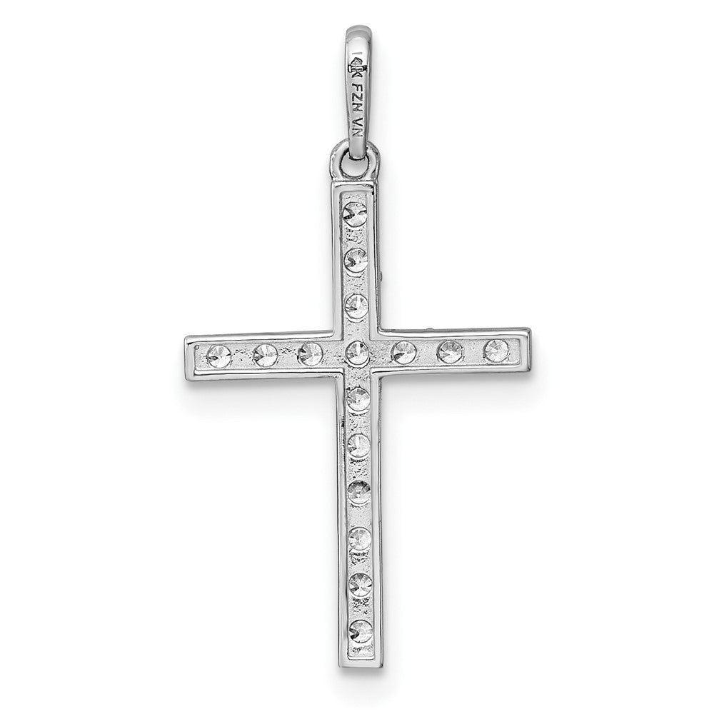 14K Weißgold Poliert Zirkonia Kreuz Anhänger