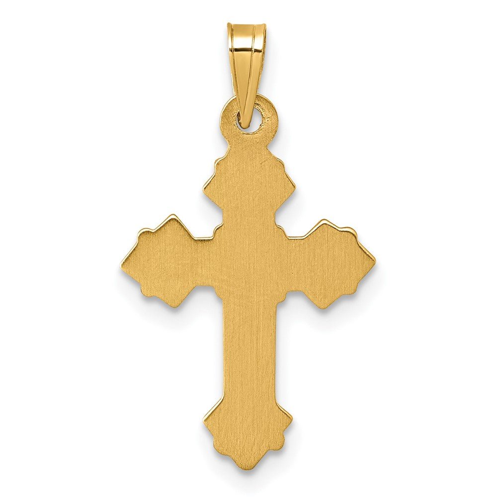 14K Gelbgold Poliert Fleur De Lis Kreuz Anhänger