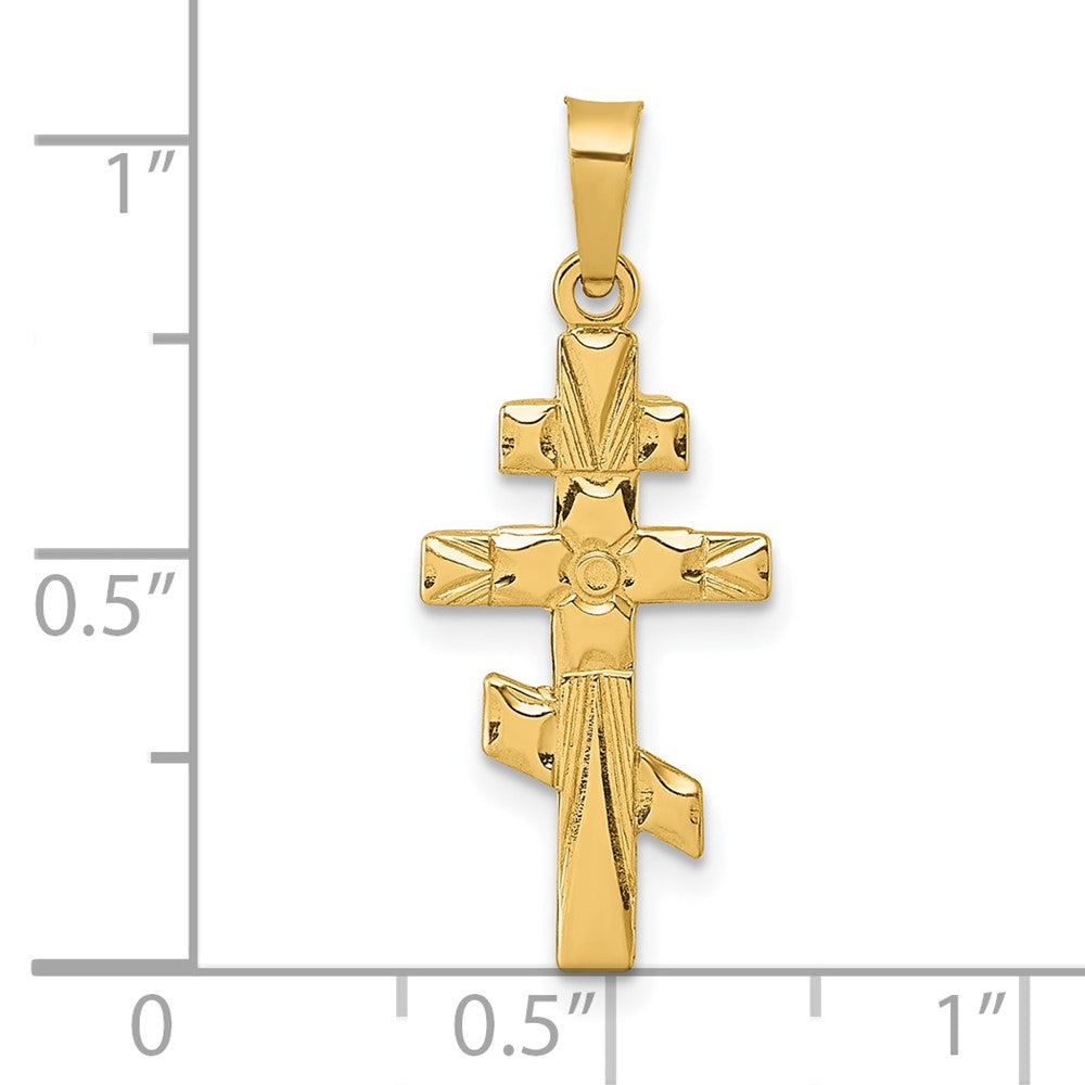 14K Gelbgold Poliert Eastern Orthodox Kreuz Anhänger