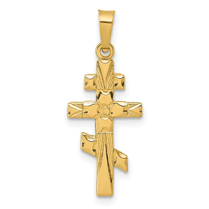 14K Gelbgold Poliert Eastern Orthodox Kreuz Anhänger
