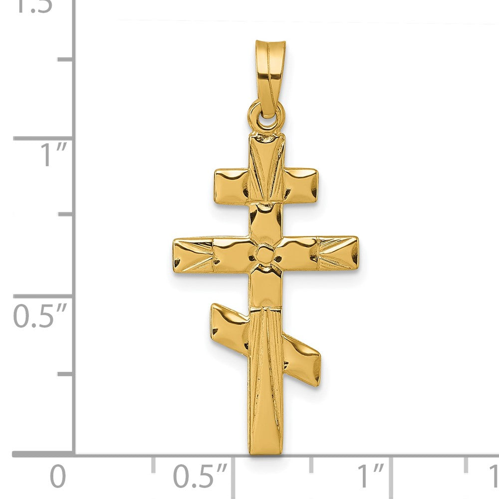 14K Gelbgold Poliert Eastern Orthodox Kreuz Anhänger