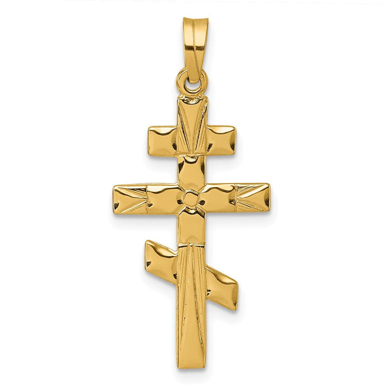 14K Gelbgold Poliert Eastern Orthodox Kreuz Anhänger