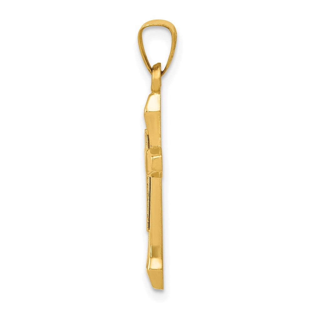 14K Gelb & Rhodium 14ky mit Rhodium Hohl Kreuz Anhänger