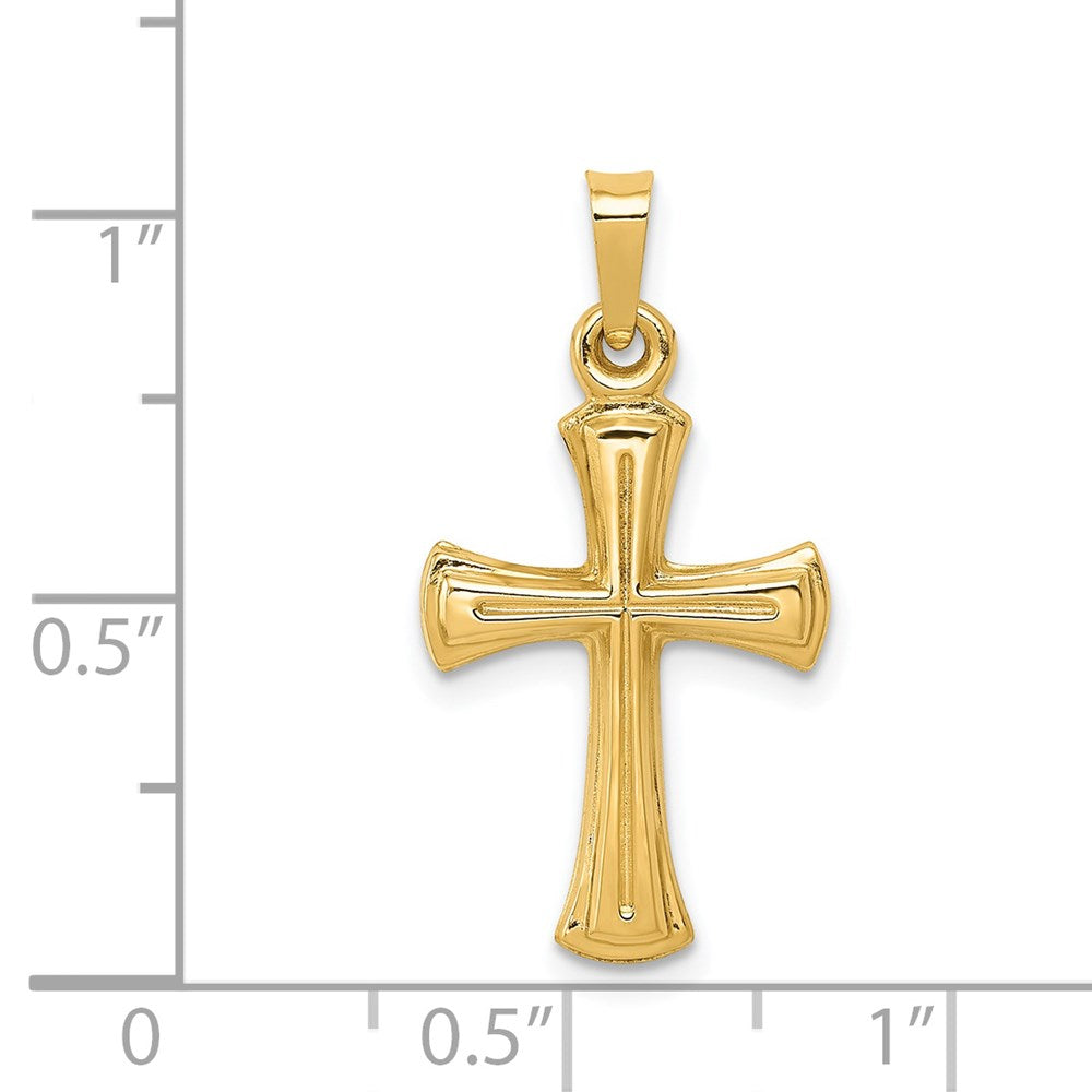 14K Gelbgold Hohl Kreuz Anhänger