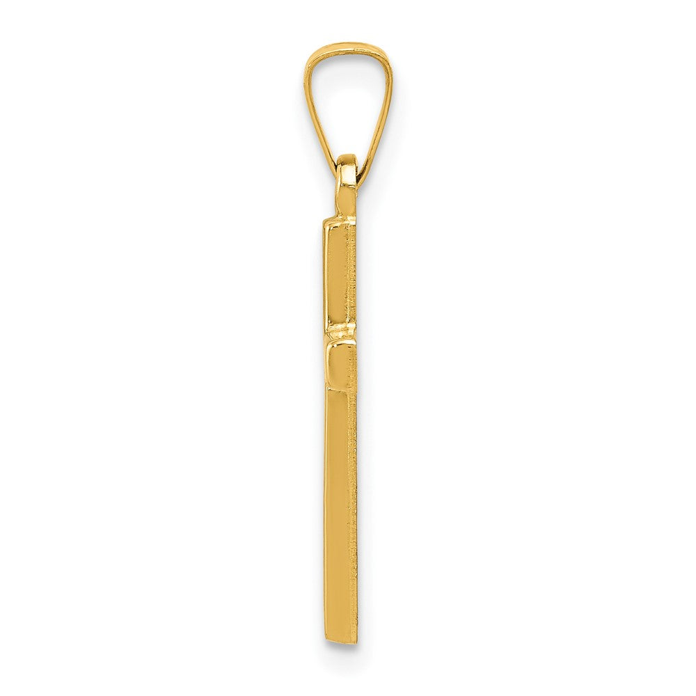 14K Gelbgold Diamantiert Klein Hohl Kreuz Anhänger