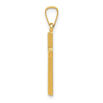 14K Gelbgold Diamantiert Klein Hohl Kreuz Anhänger