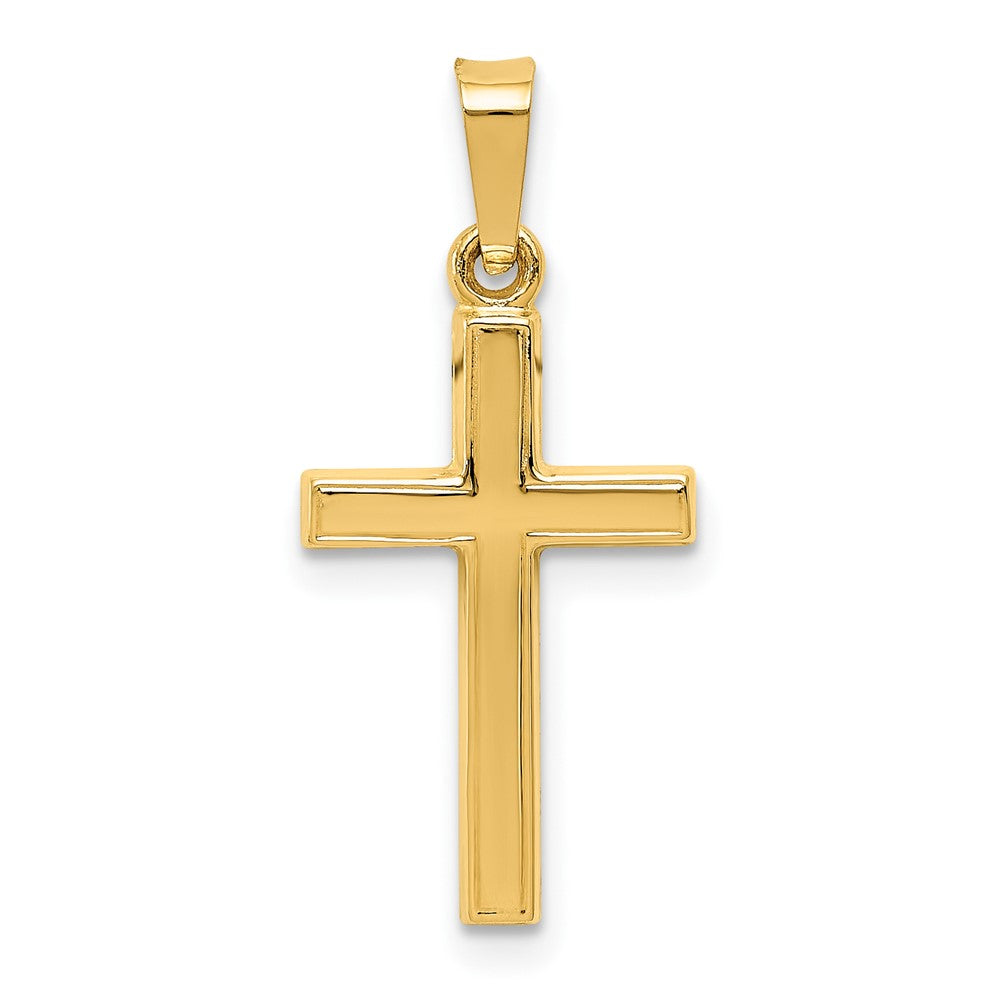 14K Gelbgold Diamantiert Klein Hohl Kreuz Anhänger