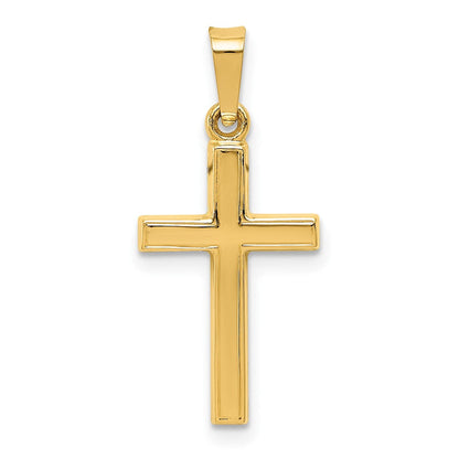 14K Gelbgold Diamantiert Klein Hohl Kreuz Anhänger
