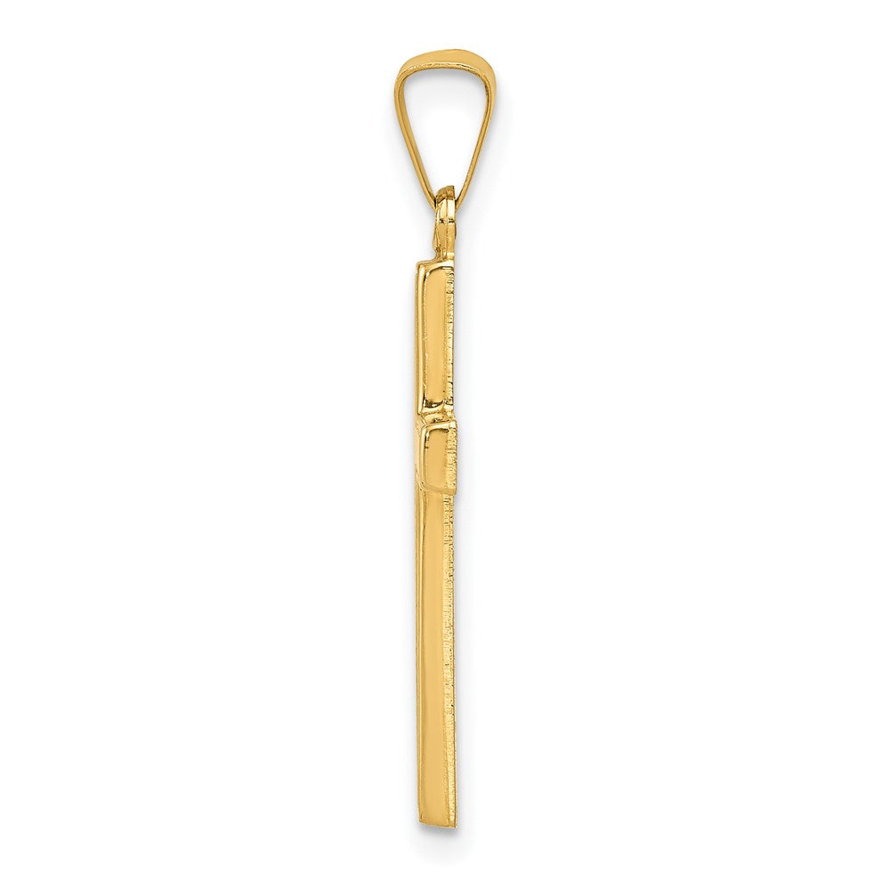 14K Gelbgold 14K Diamantiert Hohl Kreuz Anhänger