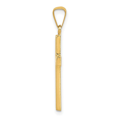14K Gelbgold 14K Diamantiert Hohl Kreuz Anhänger