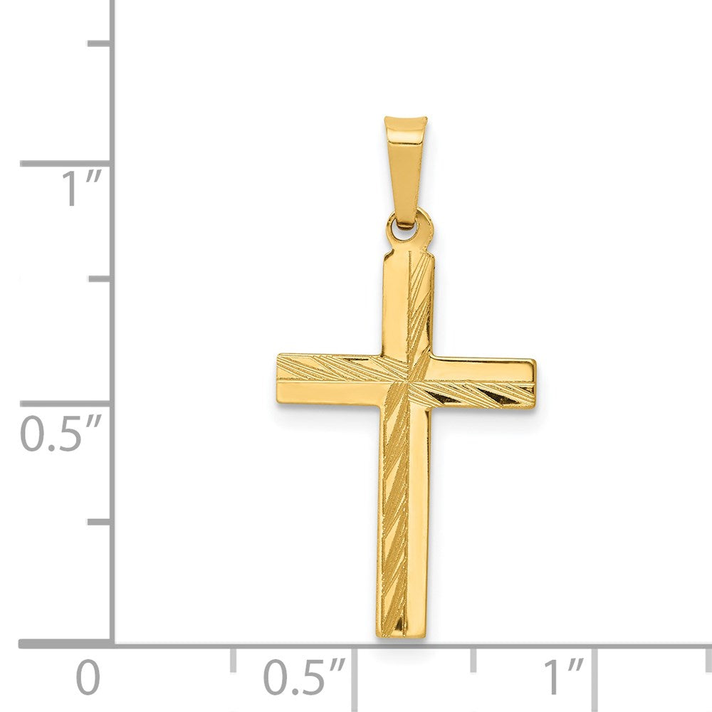 14K Gelbgold 14K Diamantiert Hohl Kreuz Anhänger