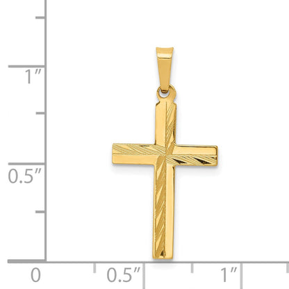 14K Gelbgold 14K Diamantiert Hohl Kreuz Anhänger