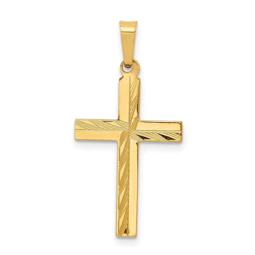 14K Gelbgold 14K Diamantiert Hohl Kreuz Anhänger