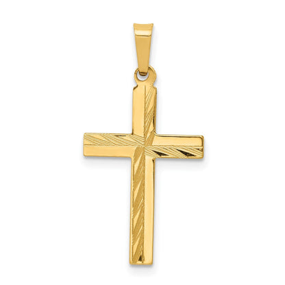 14K Gelbgold 14K Diamantiert Hohl Kreuz Anhänger
