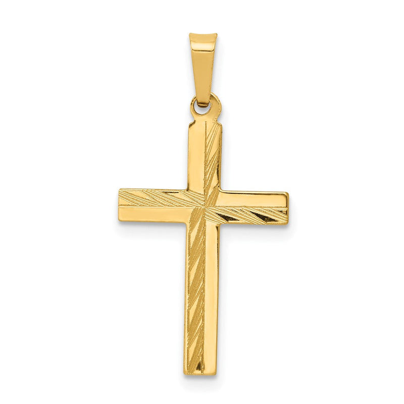 14K Gelbgold 14K Diamantiert Hohl Kreuz Anhänger