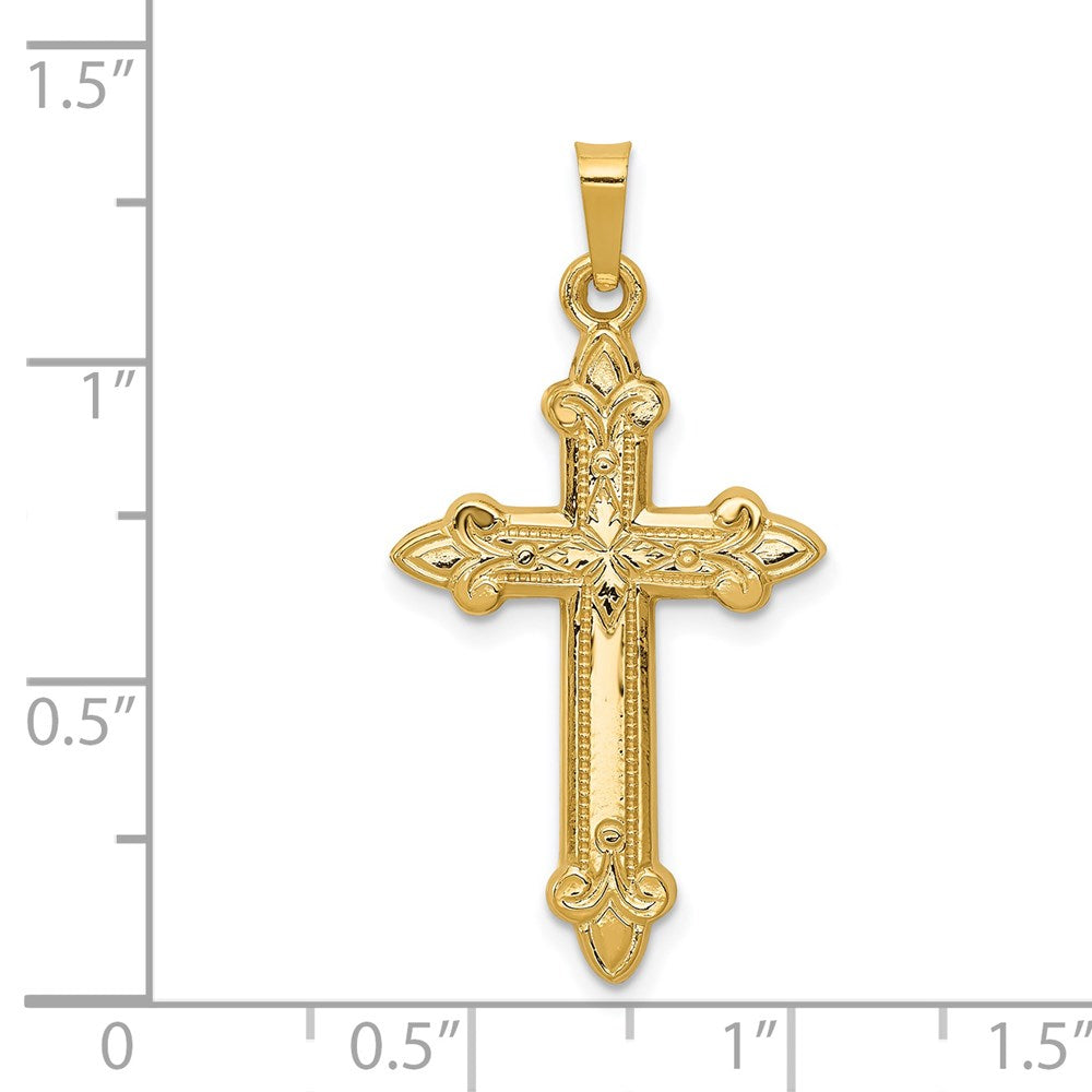 Fleur-de-Lis-Kreuzanhänger aus 14K Gelbgold