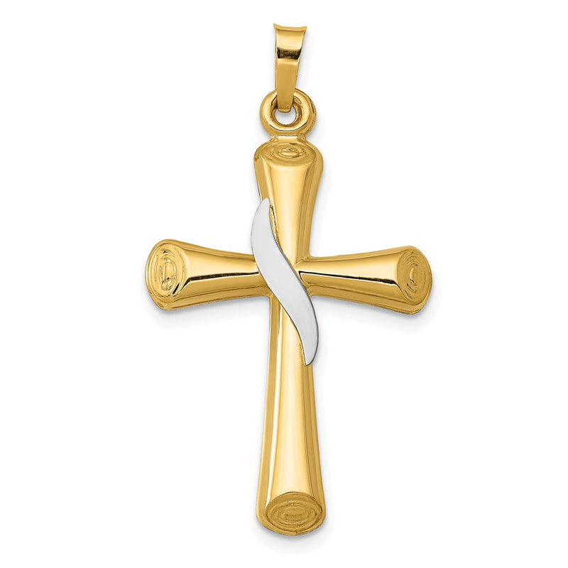 14K Bicolor 14K Bicolor Hohl Kreuz mit Drape Anhänger