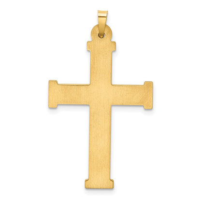 14K Gelbgold Hohl Lateinisch Kreuz Anhänger