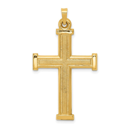 14K Gelbgold Hohl Lateinisch Kreuz Anhänger