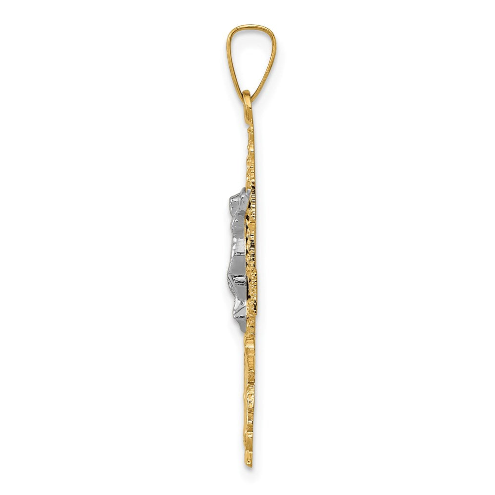 14K Bicolor-Gold Cara-Vaca-Kruzifix-Anhänger