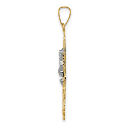 14K Bicolor-Gold Cara-Vaca-Kruzifix-Anhänger