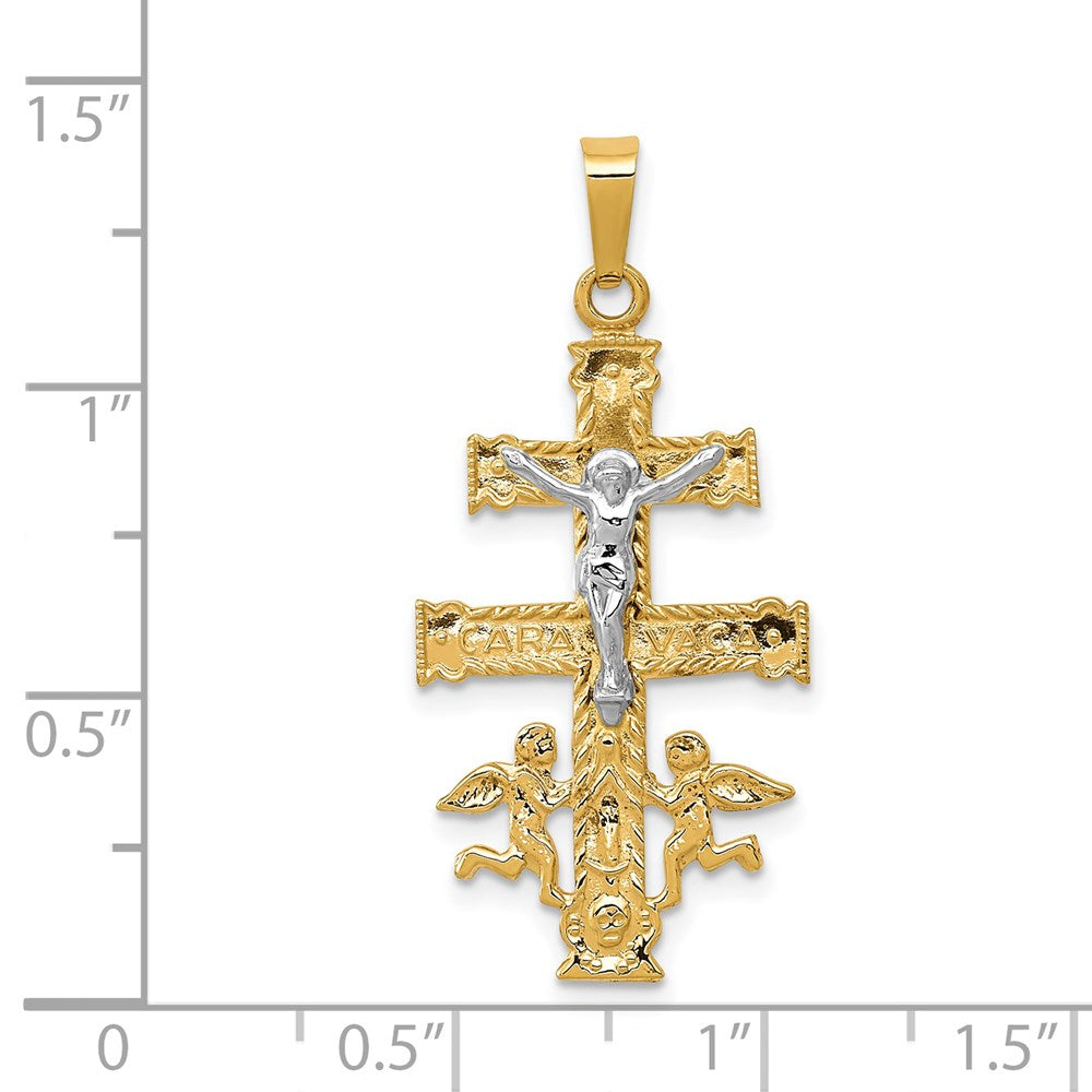 14K Bicolor-Gold Cara-Vaca-Kruzifix-Anhänger