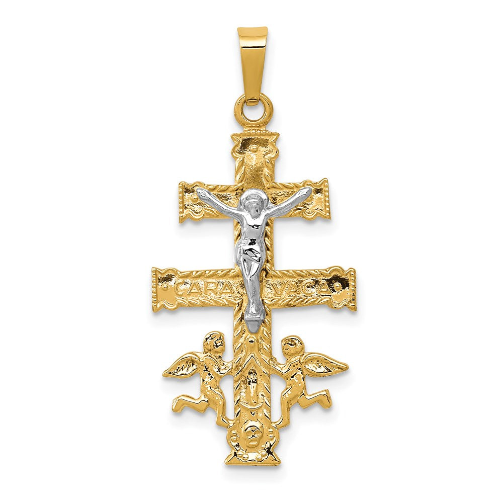 14K Bicolor-Gold Cara-Vaca-Kruzifix-Anhänger