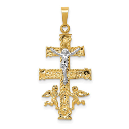 14K Bicolor-Gold Cara-Vaca-Kruzifix-Anhänger