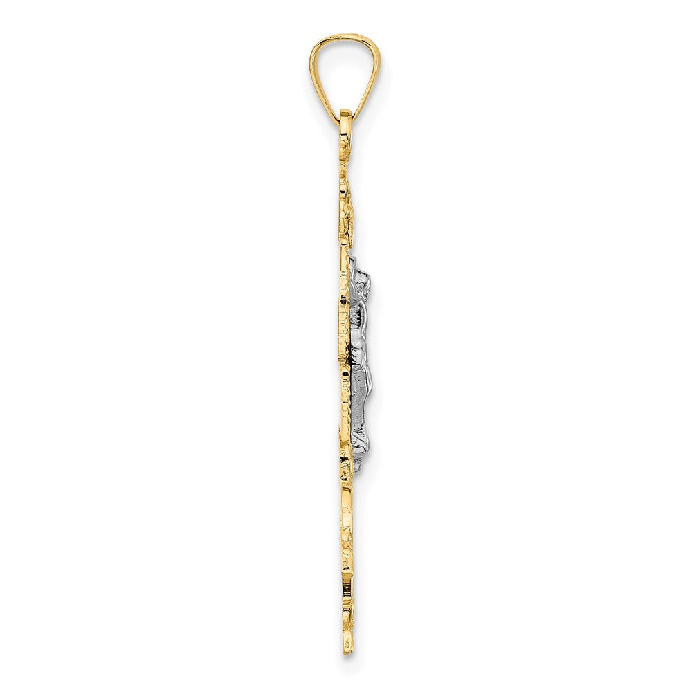 14K Bicolor-Gold Cara-Vaca-Kruzifix-Anhänger