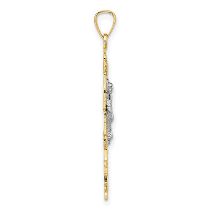 14K Bicolor-Gold Cara-Vaca-Kruzifix-Anhänger