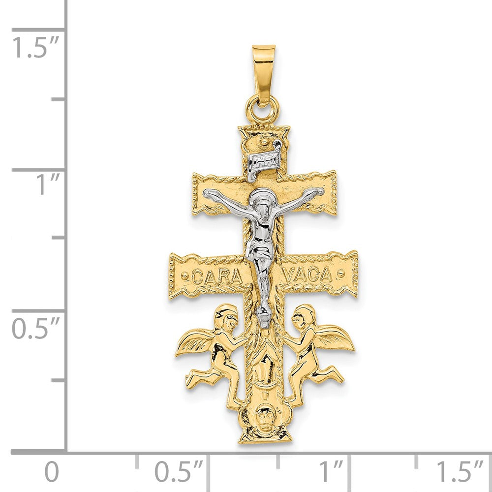 14K Bicolor-Gold Cara-Vaca-Kruzifix-Anhänger