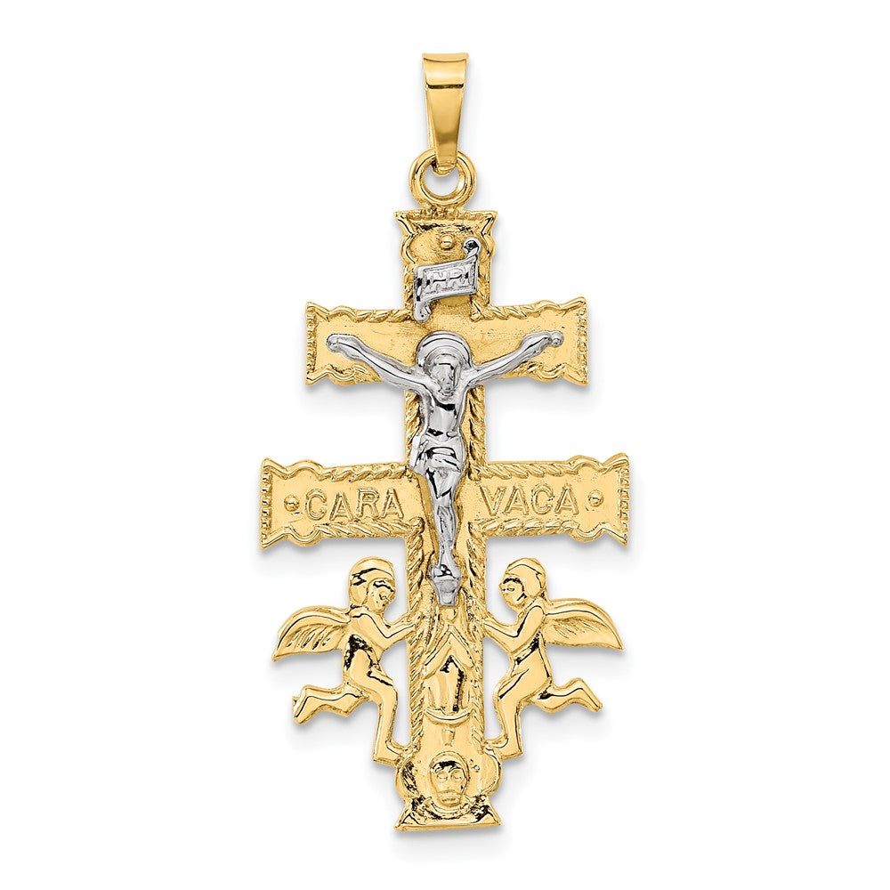 14K Bicolor-Gold Cara-Vaca-Kruzifix-Anhänger