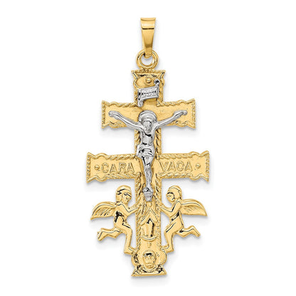 14K Bicolor-Gold Cara-Vaca-Kruzifix-Anhänger