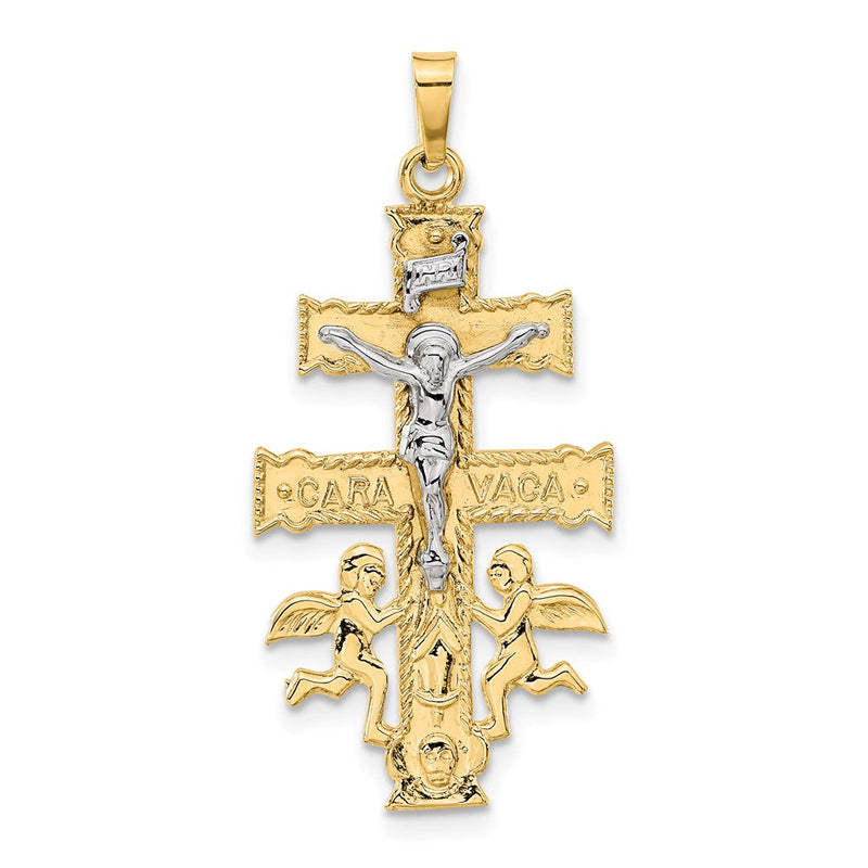 14K Bicolor-Gold Cara-Vaca-Kruzifix-Anhänger