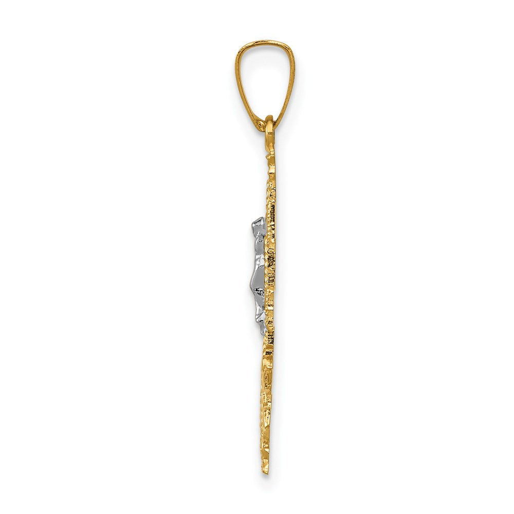 14K Bicolor-Gold Cara-Vaca-Kruzifix-Anhänger